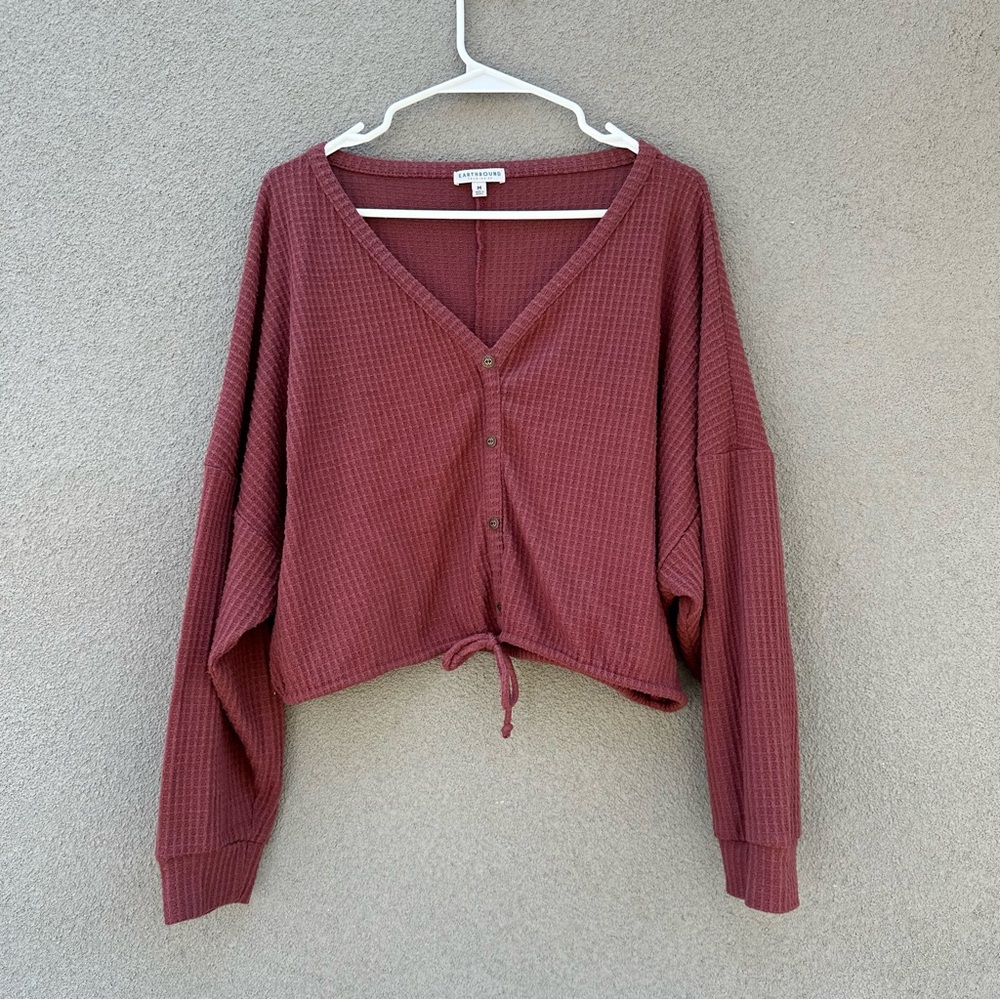 Earthbound Trading Co Waffle Knit Sweater